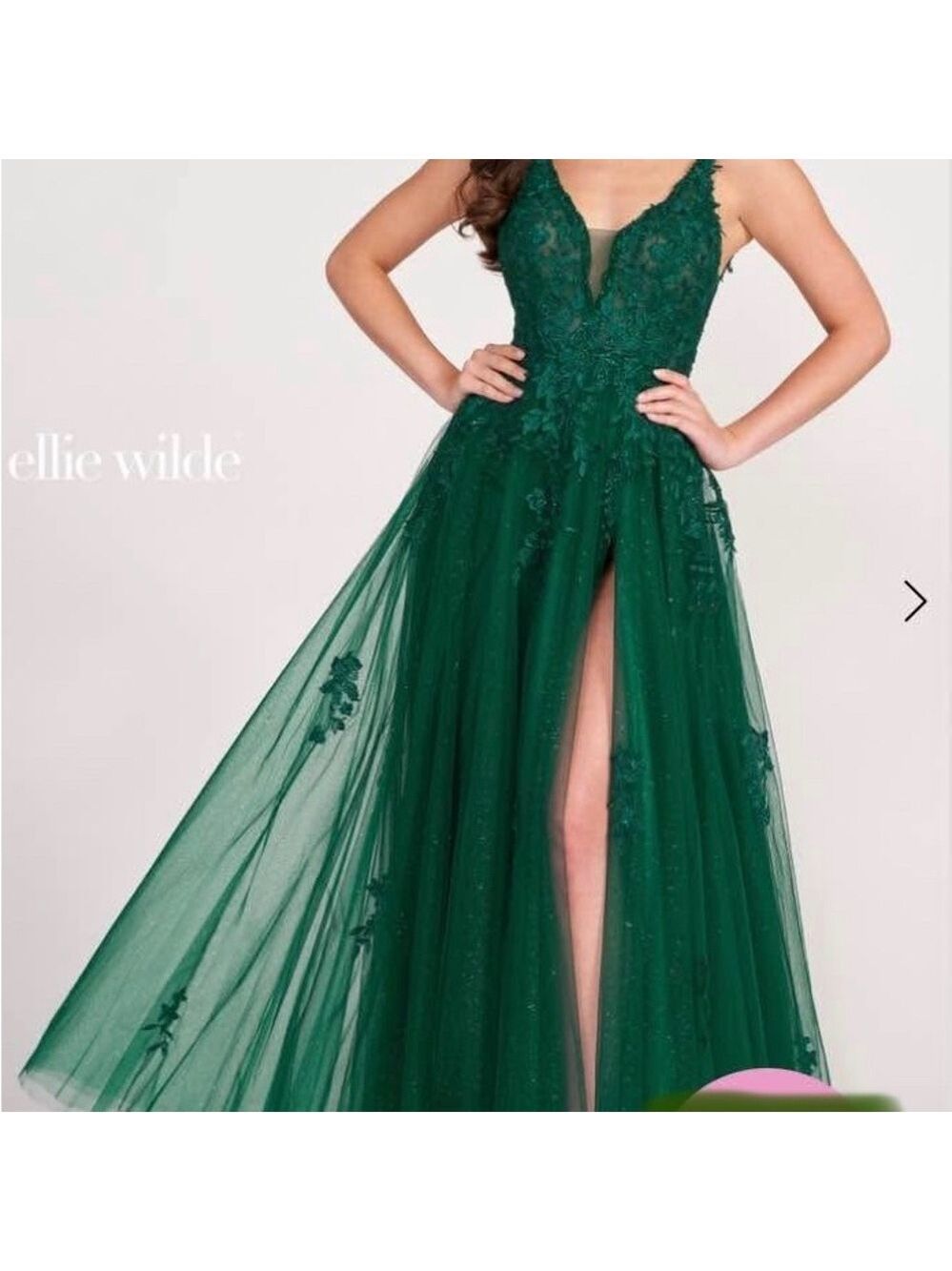 Ellie Wilde Forest Green Lace Gown
